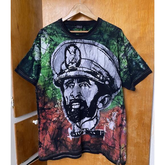 Vintage AOP Batik Haile Selassie Emperor Grail T Shirt Rasta Rap Tee Sz XL 90’s - Picture 3 of 8